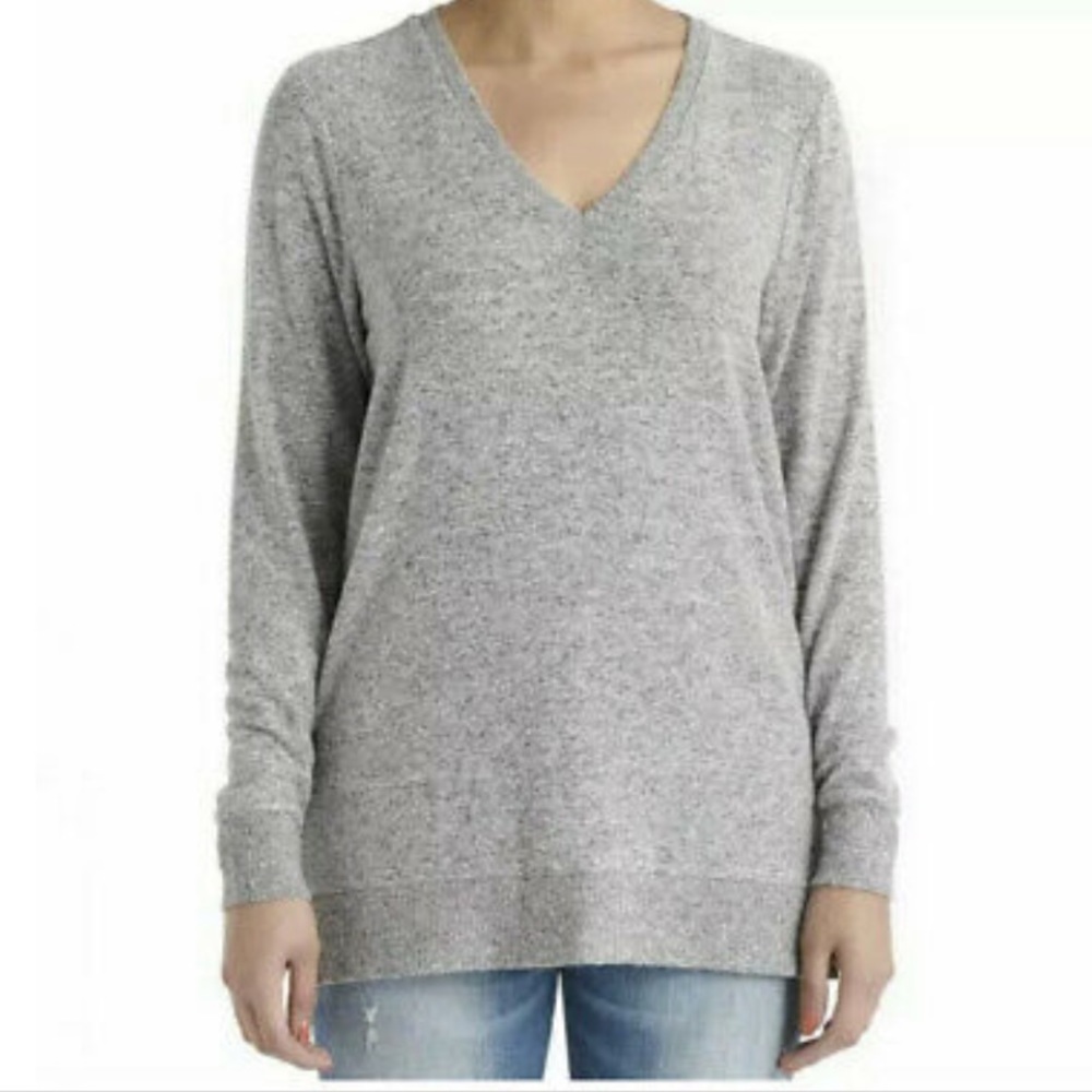 Luck Brand V-neck Heather Grey Sweater, L